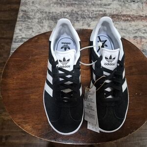 Adidas Gazelle Kid's Black and White Sneakers, Size 2.5